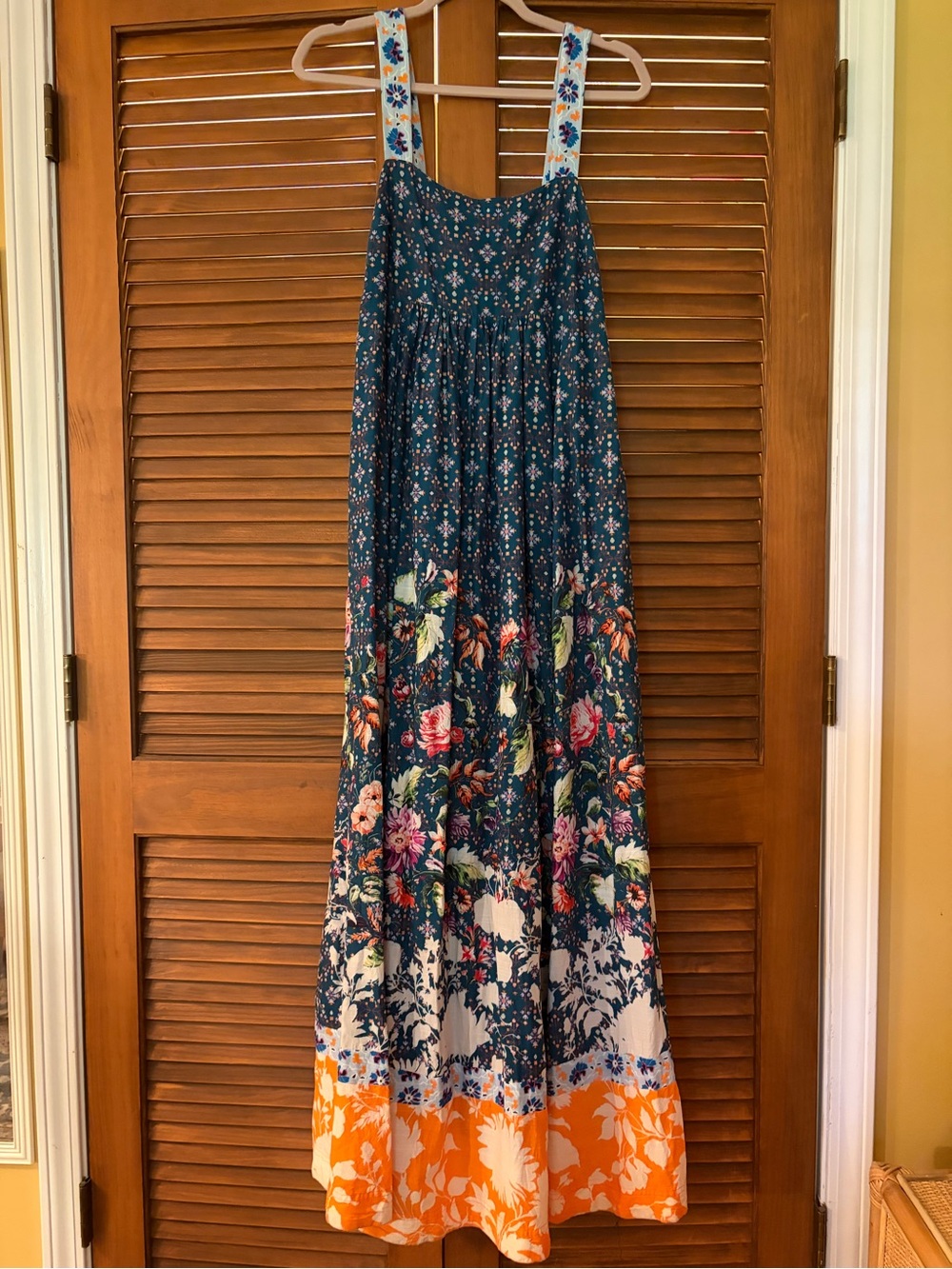 Floral Tiered Maxi Dress in Teal and Orange - Picture 3 of 15
